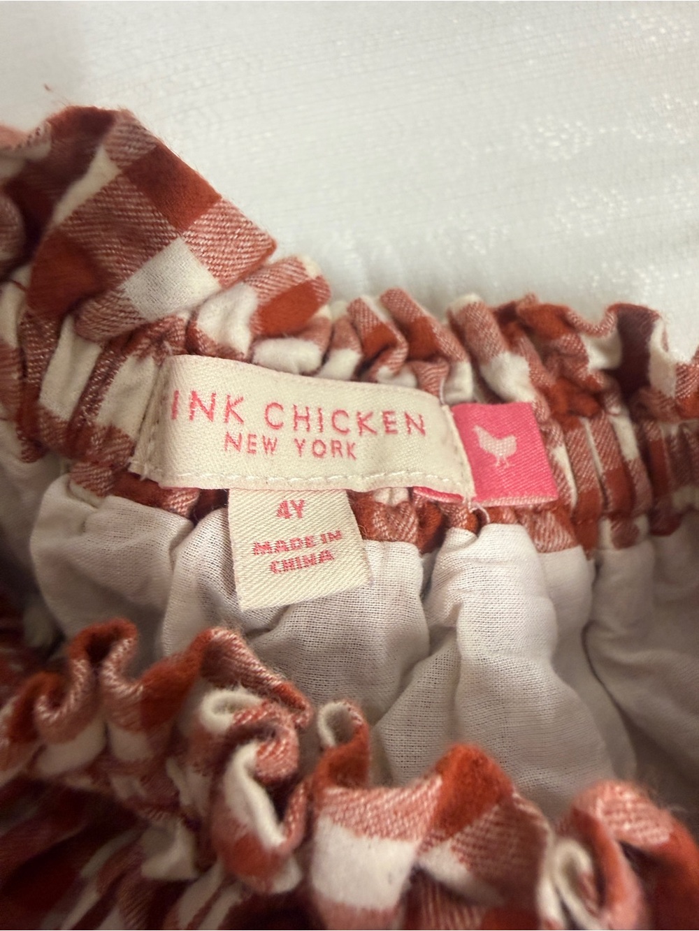 Pink Chicken Theodore Rust and White Gingham Smocked Waist Skirt - Picture 6 of 6